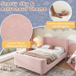 Lit enfant 90x200 cm capitonné en velours Rose (matelas non inclus)>ModernLuxe Sale
