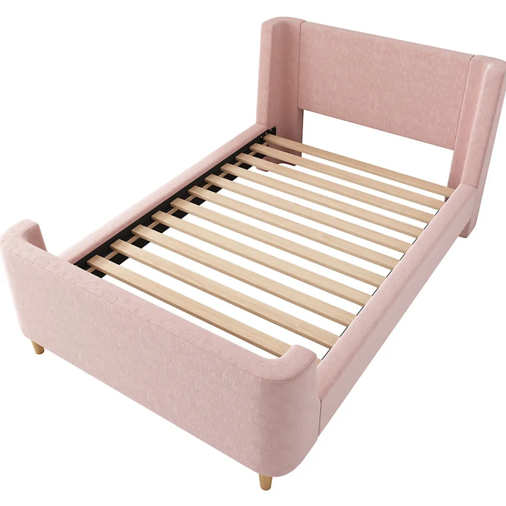 Lit enfant 90x200 cm capitonné en velours Rose (matelas non inclus)>ModernLuxe Sale