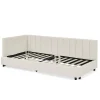 Blackcolors Lit enfant 90x200 cm, velours, dossier haut - beige* Lit Coffre