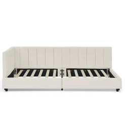 Blackcolors Lit enfant 90x200 cm, velours, dossier haut - beige* Lit Coffre