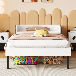 Fortuna lai Lit Enfant 90x200 Cm,joli Cadre De Lit En Forme De Chiot Avec Sommier à Lattes,lattes En Bois,blanc*Enfant Lit Enfant