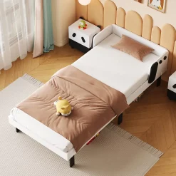 Fortuna lai Lit Enfant 90x200 Cm,joli Cadre De Lit En Forme De Chiot Avec Sommier à Lattes,lattes En Bois,blanc*Enfant Lit Enfant