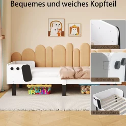 Fortuna lai Lit Enfant 90x200 Cm,joli Cadre De Lit En Forme De Chiot Avec Sommier à Lattes,lattes En Bois,blanc*Enfant Lit Enfant