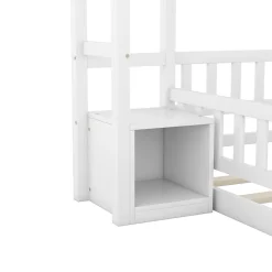 Lit enfant 140x200cm avec garde-corps, Blanc><noscript><img width=