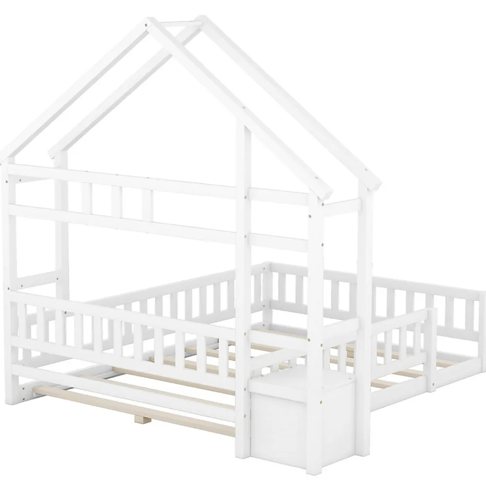 Lit enfant 140x200cm avec garde-corps, Blanc>Generique Sale