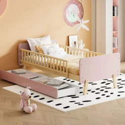 Blackcolors Lit Enfant 90X190Cm Bois Rose*Enfant Lit Enfant