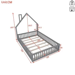 Blackcolors Lit Enfant 140X200Cm Cheminée Pin Gris* Lit Avec Rangement