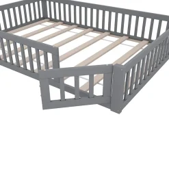Blackcolors Lit Enfant 140X200Cm Cheminée Pin Gris* Lit Avec Rangement