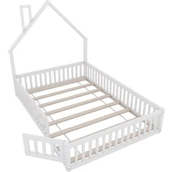 Blackcolors Lit Enfant 140X200Cm Cheminée Pin Blanc* Lit Avec Rangement