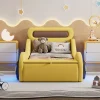 Fortuna lai Lit Enfant 90x200cm, Forme Voiture, Roues Lumineuses, Rangement, Sans Matelas, Jaune*Enfant Lit Enfant