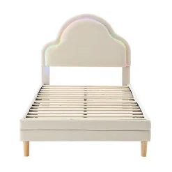 Lit Enfant 90x200cm LED Multicolore Velours Beige>Blackcolors Discount