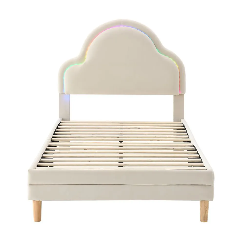 Lit Enfant 90x200cm LED Multicolore Velours Beige>Blackcolors Discount