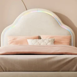 Lit Enfant 90x200cm LED Multicolore Velours Beige>Blackcolors Discount
