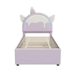 Fortuna lai Lit Enfant 90x200cm, Lit Licorne avec Lit Escamotable, Violette*Enfant Lit Enfant