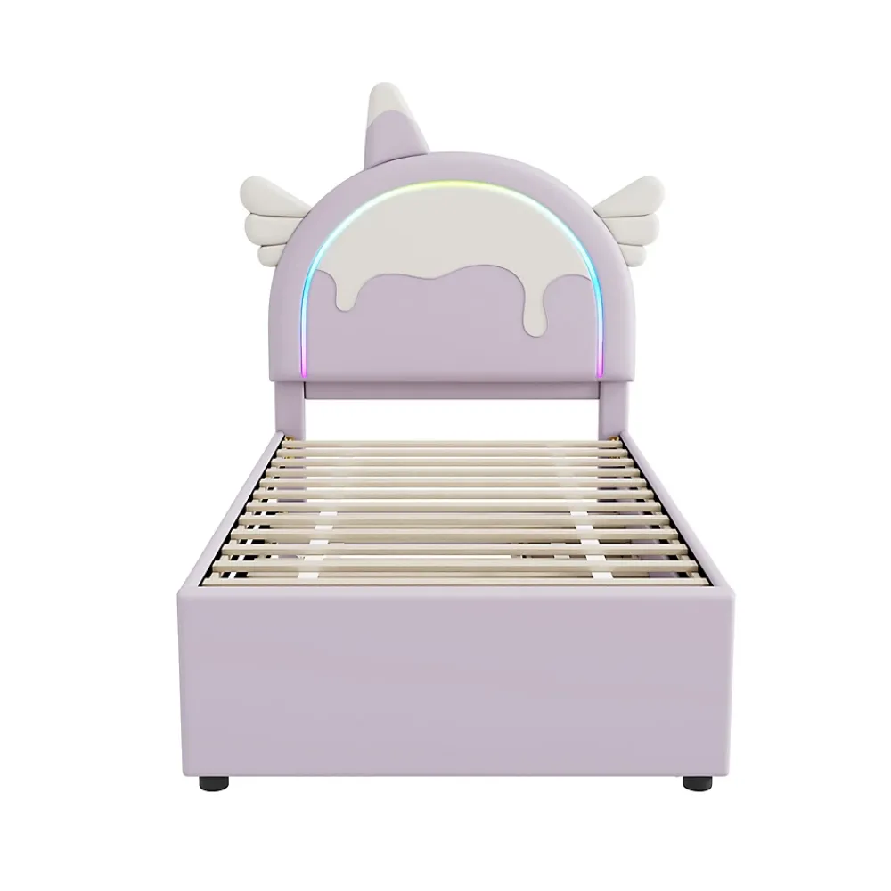 Fortuna lai Lit Enfant 90x200cm, Lit Licorne avec Lit Escamotable, Violette*Enfant Lit Enfant