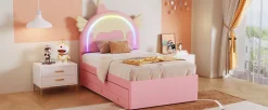 Fortuna lai Lit Enfant 90x200cm, Lit Licorne avec Lit Escamotable, Rose*Enfant Lit Enfant