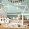 Fortuna lai Lit Enfant 90x200cm, Maison avec Rampe, Blanc*Enfant Lit Enfant