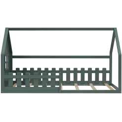 Blackcolors Lit Enfant 90x200cm Rebord Maison Vert*Enfant Lit Enfant