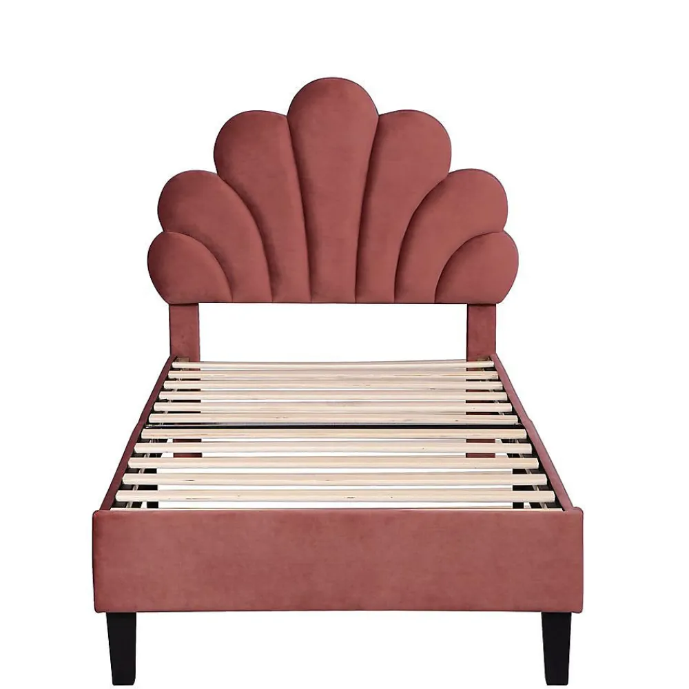 Lit Enfant 90x200cm Tête Fleurs Velours Rouge Haricot>Blackcolors Outlet