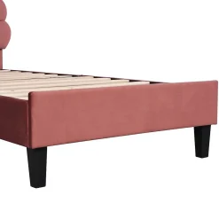 Lit Enfant 90x200cm Tête Fleurs Velours Rouge Haricot><noscript><img width=