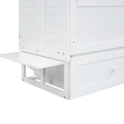 Lit Escamotable 140x200cm, Avec Tiroirs, Petit Étagère, Transformable, Blanc><noscript><img width=