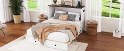 Fortuna lai Lit Escamotable 140x200cm, Tiroirs, USB, Plateforme, Sans Matelas, Blanc*Enfant Lit Enfant