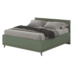 Meublorama Lit et sommier NOKI 160x200 cm vert et bois Style scandinave* Lit Double