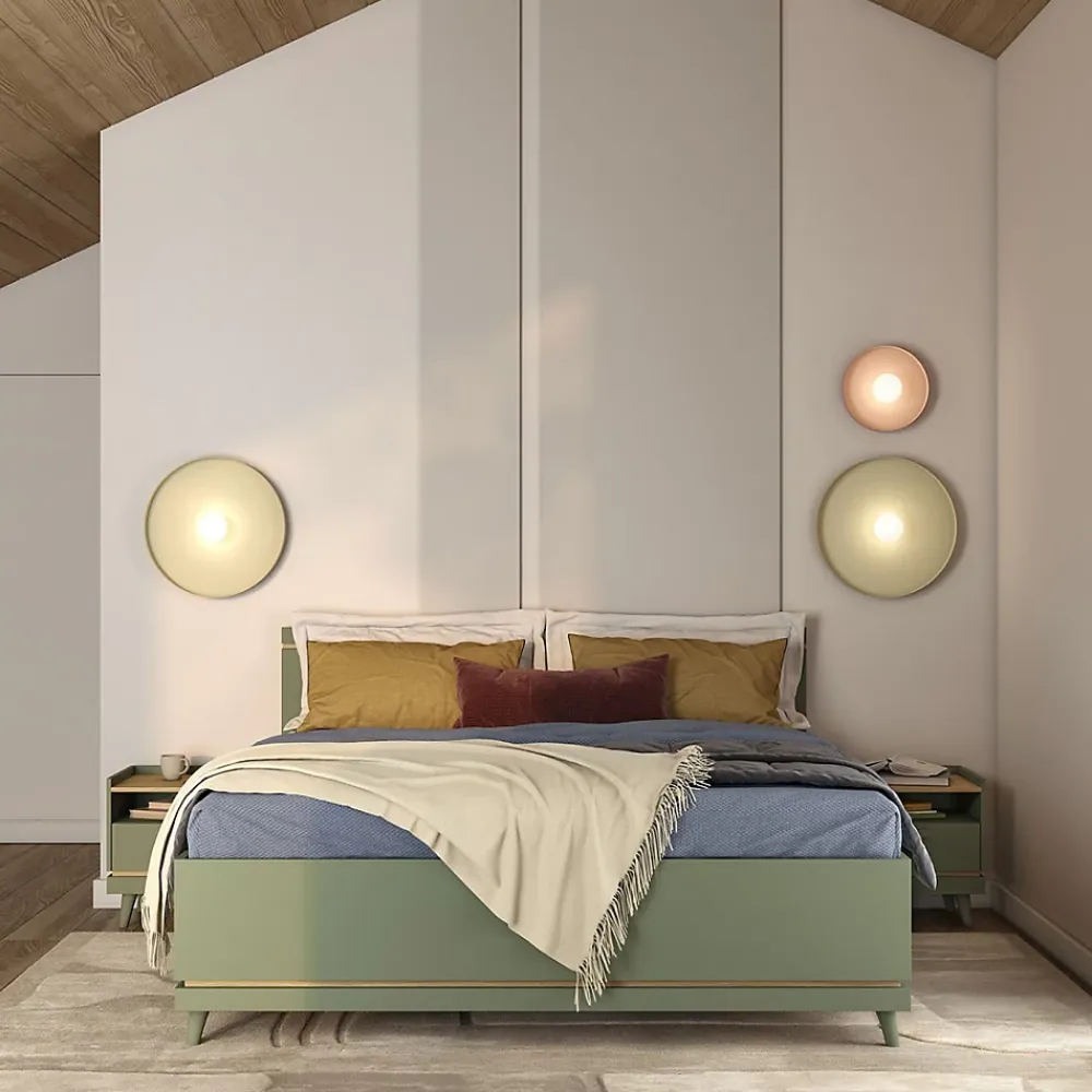 Meublorama Lit et sommier NOKI 160x200 cm vert et bois Style scandinave* Lit Double