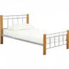 Lit EVELINE 90x200 cm Métal et bois gris Sommier inclus Style design>Meublorama Sale