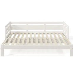 Lit extensible 90x190cm, lit de jour avec 2 places de couchage et cadre roulant, lit en forme de coeur, pin massif, blanc><noscript><img width=