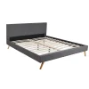 Weber Industries Lit FJORD 180x200 + 1 sommier / tissu Gris Foncé* Lit Double