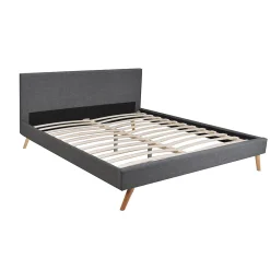 Weber Industries Lit FJORD 180x200 + 1 sommier / tissu Gris Foncé* Lit Double