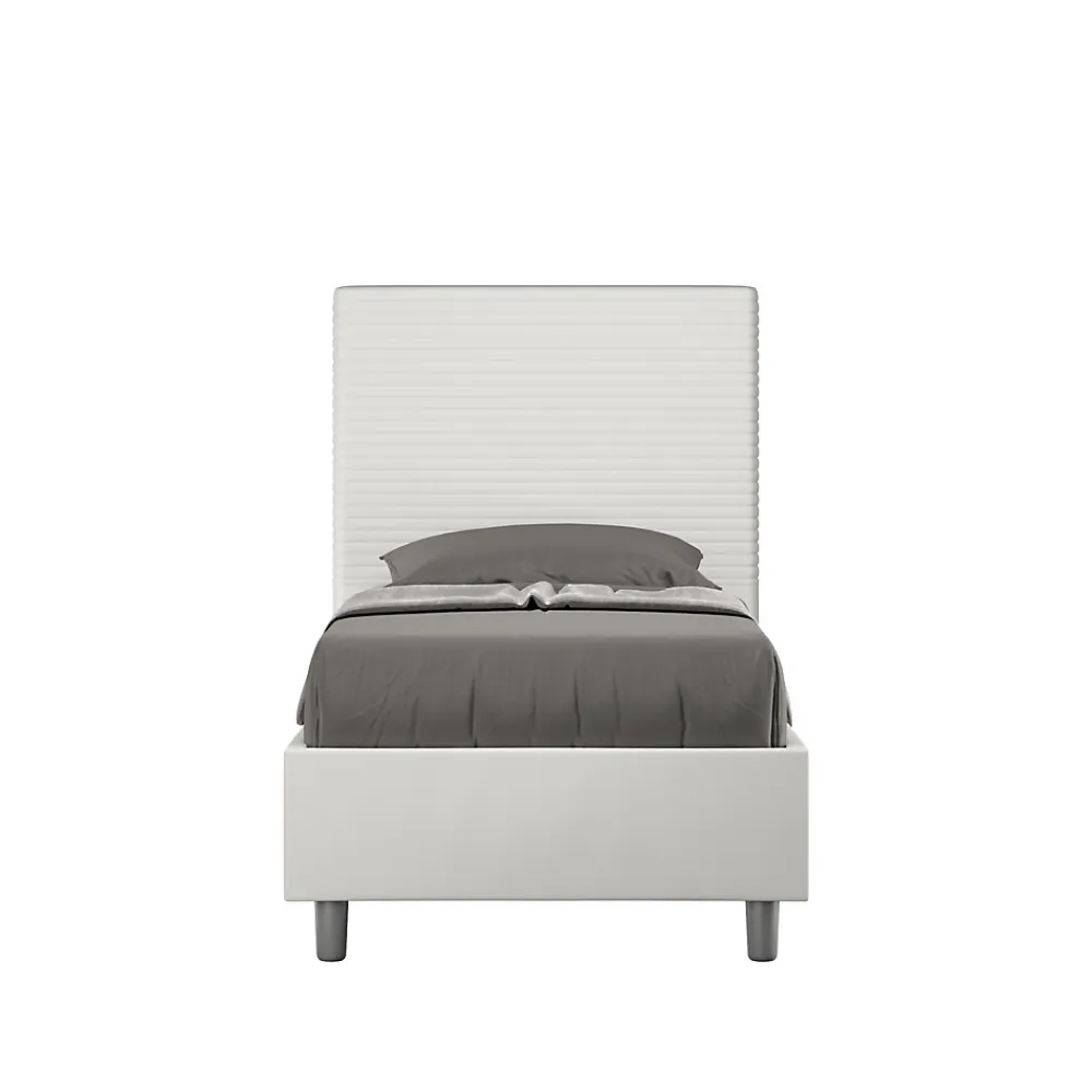 Lit Focus en simili cuir blanc sans sommier rembourré 80x210>Ityhome Best