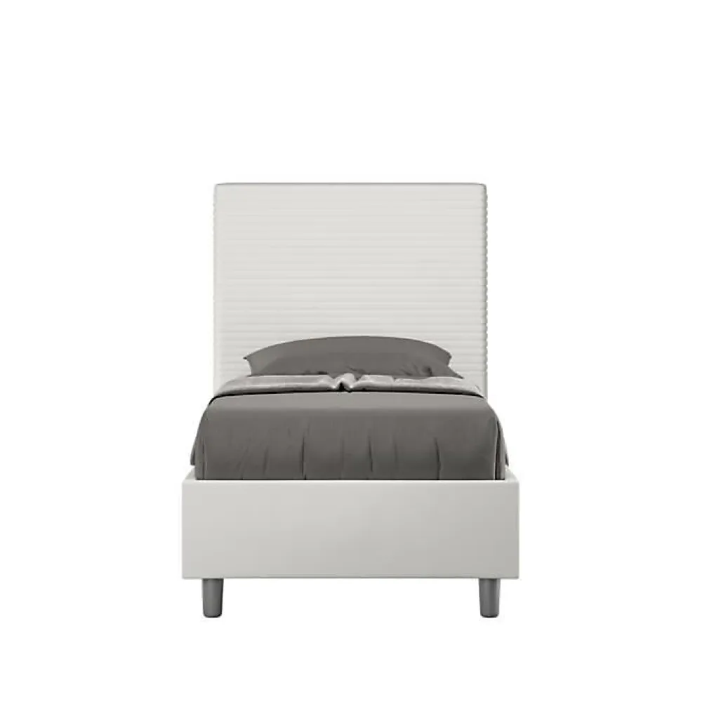 Lit Focus en simili cuir blanc sans sommier rembourré 80x210>Ityhome Best