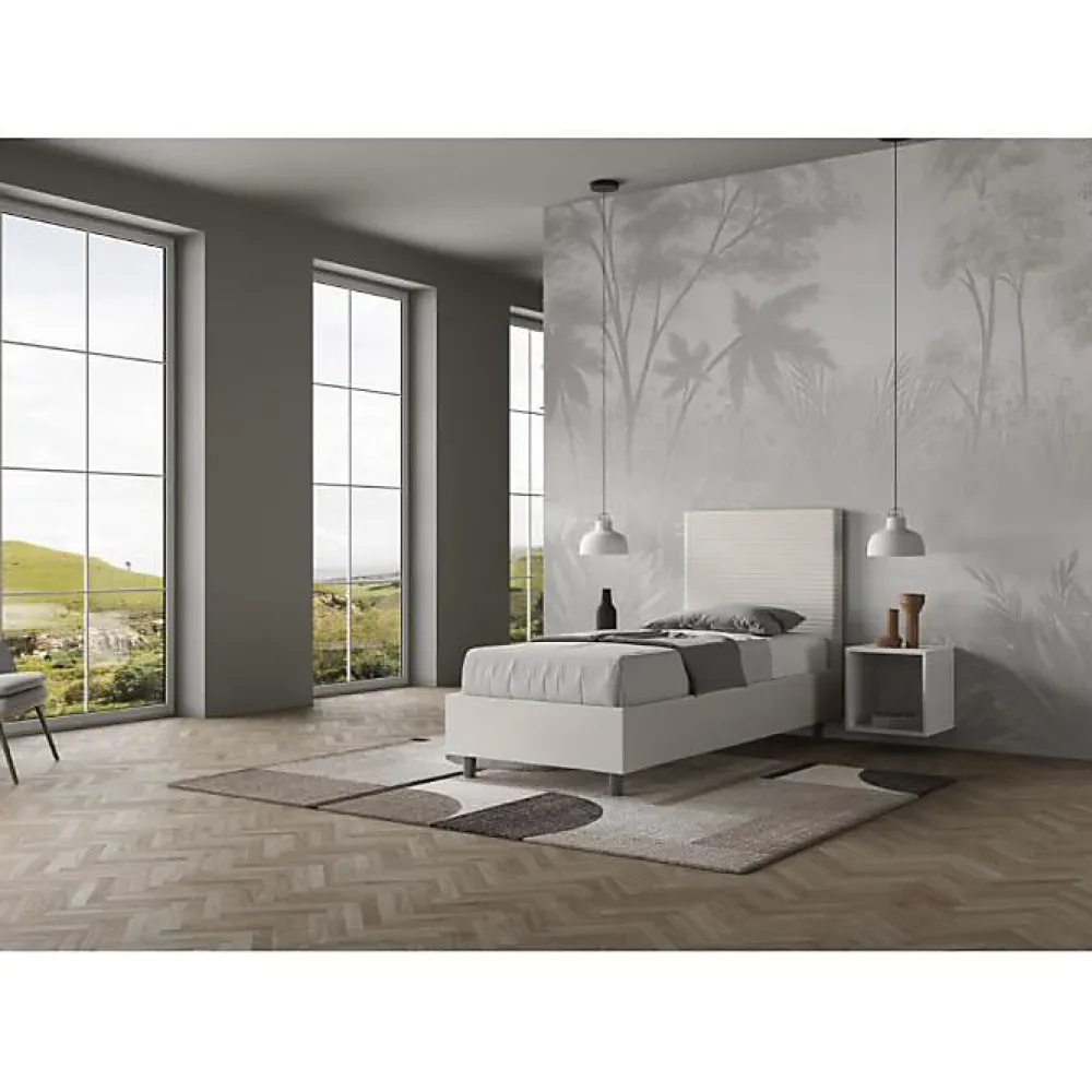 Lit Focus en simili cuir blanc sans sommier rembourré 80x210>Ityhome Best