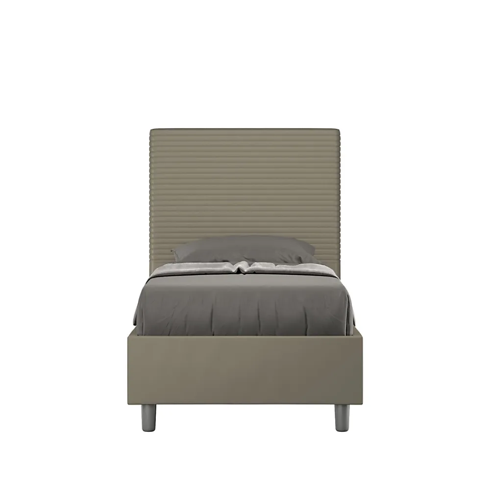 Ityhome Lit Focus sans sommier rembourré 80x190 simili cuir cappuccino* Lit Coffre