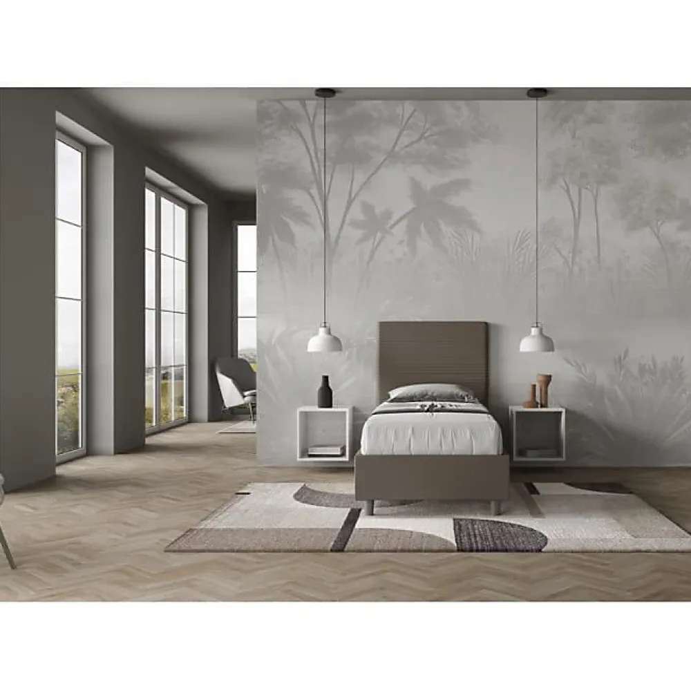 Ityhome Lit Focus sans sommier rembourré 80x190 simili cuir cappuccino* Lit Coffre