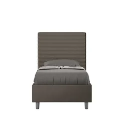 Ityhome Lit Focus sans sommier rembourré 80x190 simili cuir cappuccino* Lit Coffre