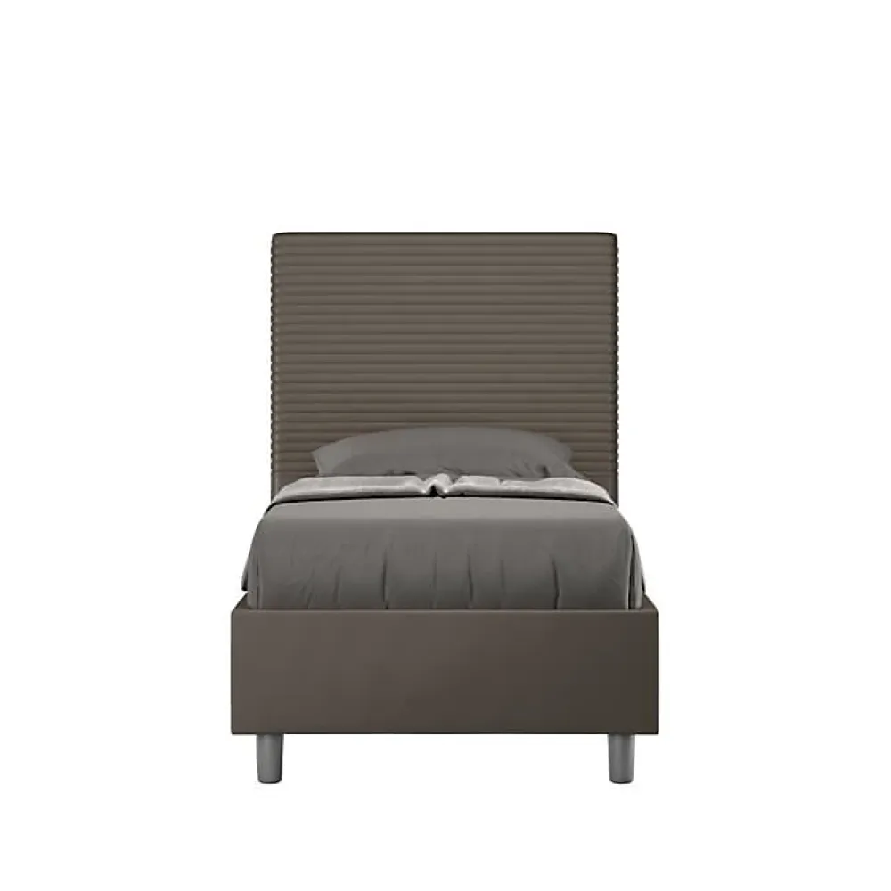 Ityhome Lit Focus sans sommier rembourré 80x190 simili cuir cappuccino* Lit Coffre