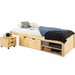 Idimex Lit fonctionnel SABRINA 90x190 cm, en pin massif naturel* Lit Avec Rangement