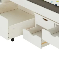 Idimex Lit fonctionnel SENTA en pin massif, 90 x 200 cm, lasuré blanc* Lit Avec Rangement