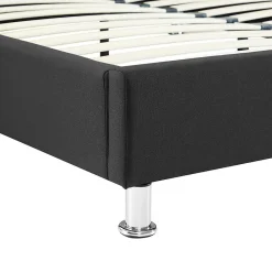 Lit futon double NIZZA, 180 x 200 cm, avec sommier, revêtement en tissu noir><noscript><img width=
