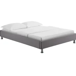 Lit futon double NIZZA, 140 x 190 cm, avec sommier, revêtement en tissu gris>Idimex Hot