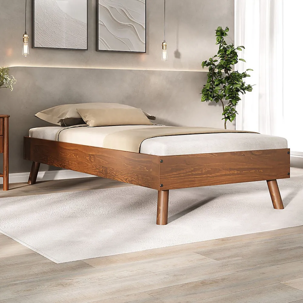 Lit futon KARRI 100 x 200 cm, en bois massif - Coloris châtaignier>Idimex New