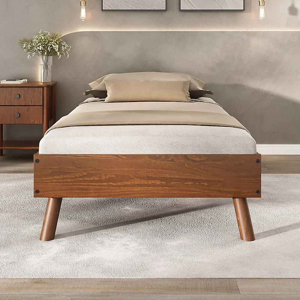 Lit futon KARRI 100 x 200 cm, en bois massif - Coloris châtaignier>Idimex New