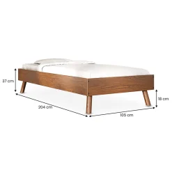 Lit futon KARRI 100 x 200 cm, en bois massif - Coloris châtaignier><noscript><img width=
