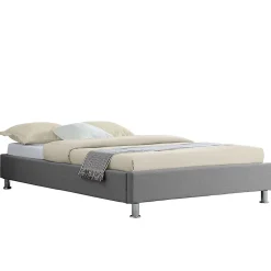 Idimex Lit futon simple NIZZA, 120 x 190 cm, avec sommier, revêtement en tissu gris* Lit Simple