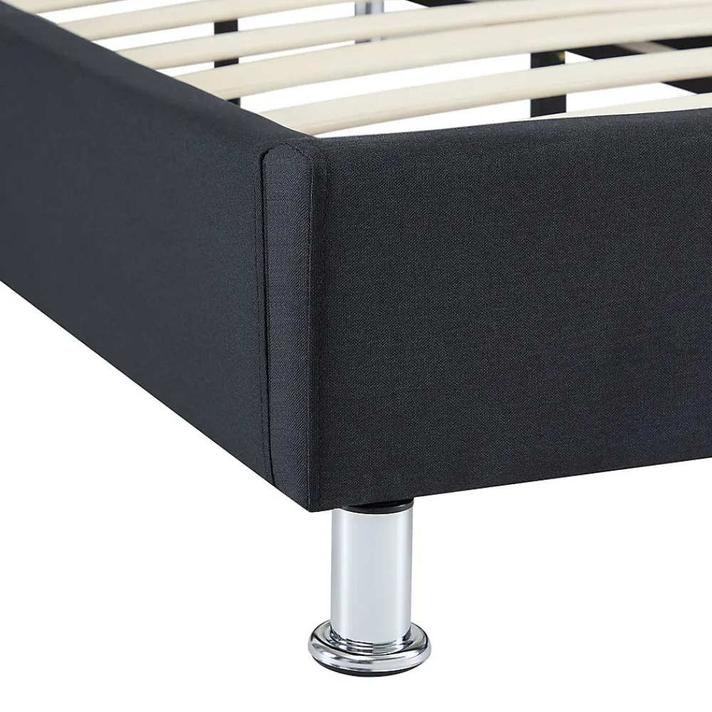 Idimex Lit futon simple NIZZA, 90 x 190 cm, avec sommier, revêtement en tissu noir* Lit Simple