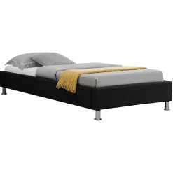 Idimex Lit futon simple NIZZA, 90 x 190 cm, avec sommier, revêtement en tissu noir* Lit Simple