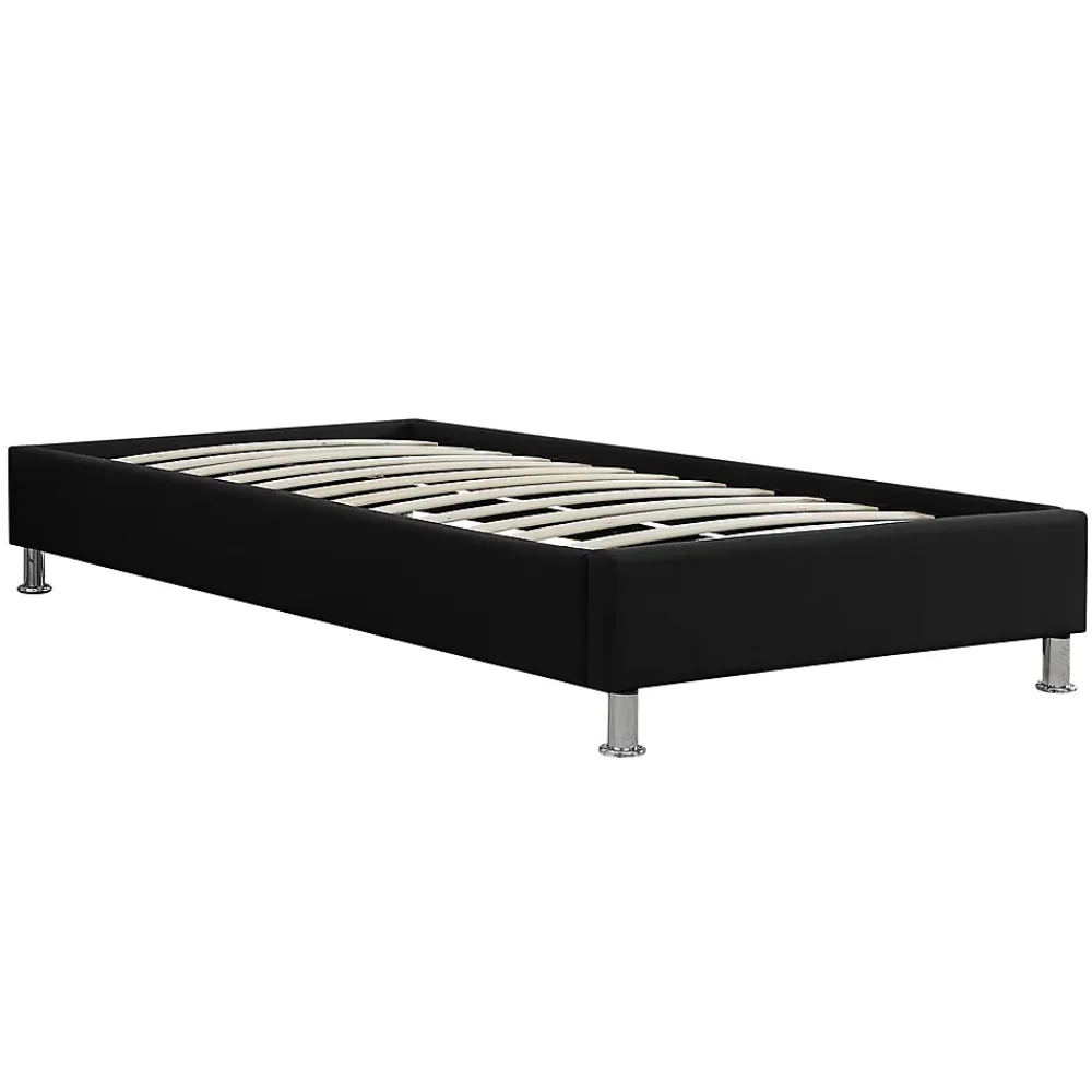 Idimex Lit futon simple NIZZA, 90 x 190 cm, avec sommier, revêtement en tissu noir* Lit Simple